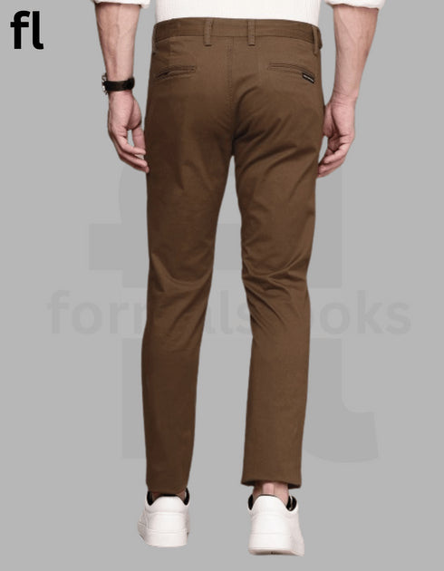 Brown Cotton Imported Stuff Pant Smart Fit